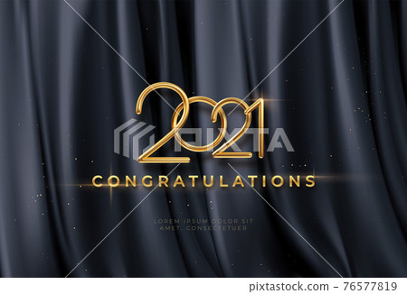 Congratulations golden award on black silk background. Graduate award. Award nomination background. Vector illustration 76577819
