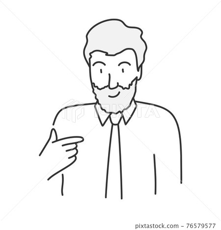 Businessman with a beard points to himself.  76579577