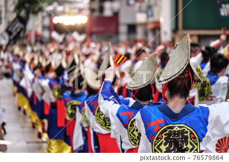 Yosakoi Festival in Kochi Prefecture, Shikoku, Parade in Obiyamachi Yosakoi Festival in Kochi Prefecture, Shikoku, Parade in Obiyamachi 76579864