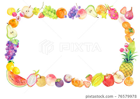 水彩插圖水果框架水果 水彩插圖水果框架水果 76579978