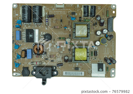 Power supply board with inverter for LCD TV. Isolated on a white background Power supply board with inverter for LCD TV. Isolated on a white background 76579982