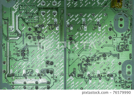 Green board from the plasma TV. Close-up, top view 76579990