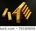 3d rendering Stack of gold bars 1000 grams on a black background. financial and Banking business concepts, background concepts,  3D illustration. 76580606
