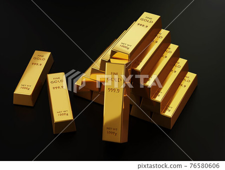 3d rendering Stack of gold bars 1000 grams on a black background. financial and Banking business concepts, background concepts, 3D illustration. 3d rendering Stack of gold bars 1000 grams on a black background. financial and Banking business concepts, background concepts, 3D illustration. 76580606