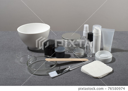Various containers for natural homemade cosmetic. Various containers for natural homemade cosmetic. 76580974