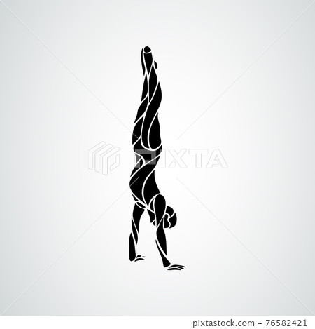 Male gymnast in artistic gymnastics vector silhouette 76582421