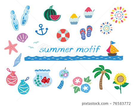 Cute summer set illustration 76583772