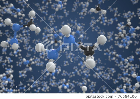Methylhydrazine molecule made with balls, conceptual molecular model. Chemical 3d rendering Methylhydrazine molecule made with balls, conceptual molecular model. Chemical 3d rendering 76584100