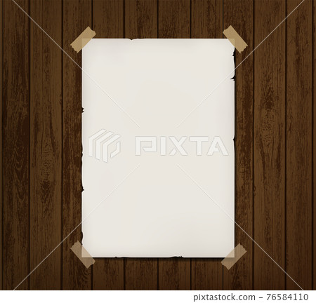 White blank paper poster hanging on wooden wall 76584110
