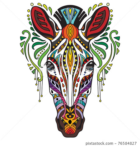 Tangle african zebra vector colorful isolated illustration 76584827