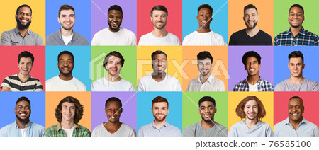 Composite set of cheerful diverse multiracial males Composite set of cheerful diverse multiracial males 76585100