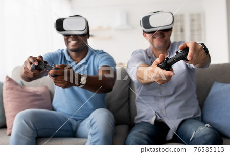 Virtual reality at home and online game together at free time 76585113