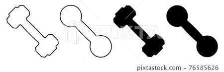 set of sports dumbbell icons for fitness. Healthy lifestyle, fitness. Black and white vector set of sports dumbbell icons for fitness. Healthy lifestyle, fitness. Black and white vector 76585626