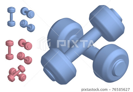 realistic detailed 3D model of sports dumbbell. Healthy lifestyle, fitness. Realistic vector 76585627