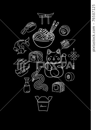 Asian food poster color dark Asian food poster color dark 76587125