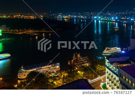 Night view of the Saigon River in Ho Chi Minh City, Vietnam Night view of the Saigon River in Ho Chi Minh City, Vietnam 76587127