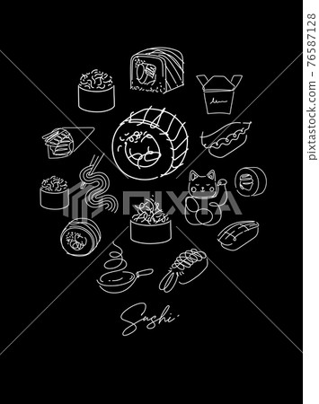 Sushi types poster color black Sushi types poster color black 76587128