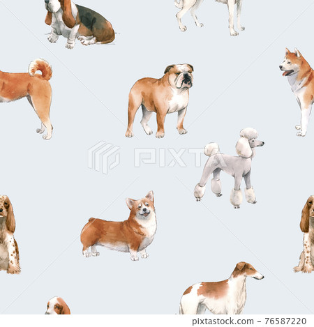 Beautiful seamless pattern with cute watercolor... - Stock Illustration ...
