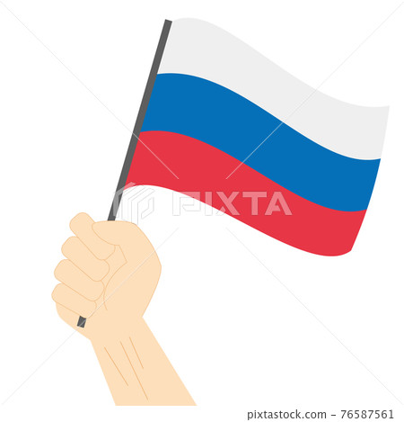 Flag with flagpole. Illustration of flag of Russia