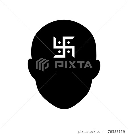Image illustration of Hindu religion (right swastika and face silhouette) Image illustration of Hindu religion (right swastika and face silhouette) 76588159