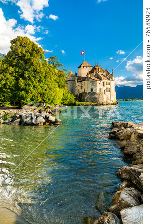 Chillon Castle on Lake Geneva in Switzerland Chillon Castle on Lake Geneva in Switzerland 76589923