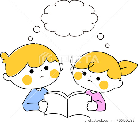 男孩和女孩看書的插圖 男孩和女孩看書的插圖 76590185