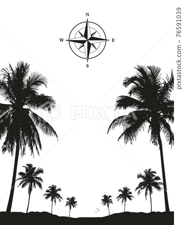 luxury holiday palm tree silhouette background black and white 76591039