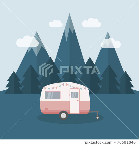 camper summer holiday on a road trip camper summer holiday on a road trip 76591046