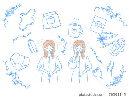 有衛生用品和月經來潮的女性 有衛生用品和月經來潮的女性 76591145