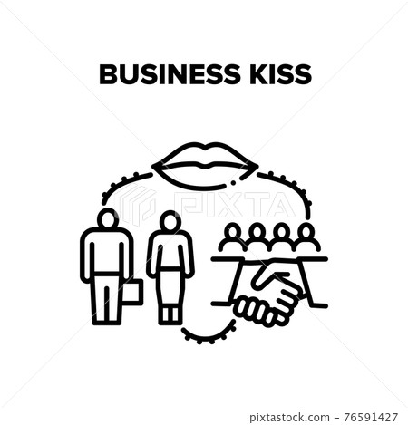 Business Kiss Vector Black Illustration 76591427