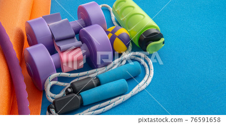 still life of group sports equipment for women 76591658