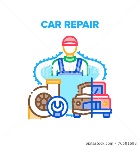 Car Repair Work Vector Concept Color Illustration 76591698