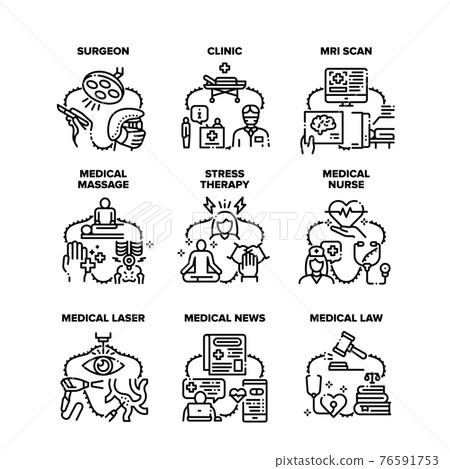 Medical Clinic Set Icons Vector Black Illustration Medical Clinic Set Icons Vector Black Illustration 76591753