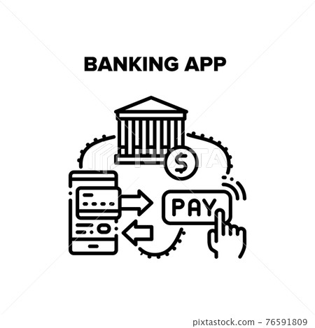 Banking App Vector Black Illustration - Stock Illustration [76591809 ...