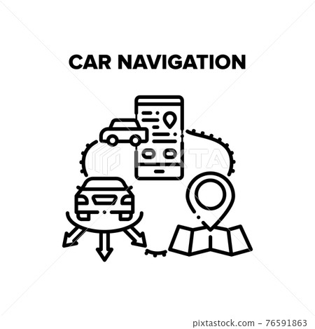 Car Navigation Vector Black Illustration Car Navigation Vector Black Illustration 76591863