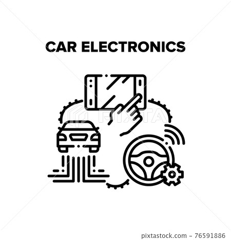 Car Electronics Vector Black Illustration Car Electronics Vector Black Illustration 76591886