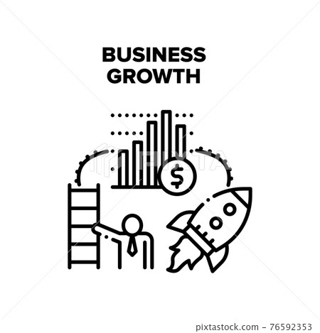 Business Growth Vector Black Illustration - Stock Illustration ...