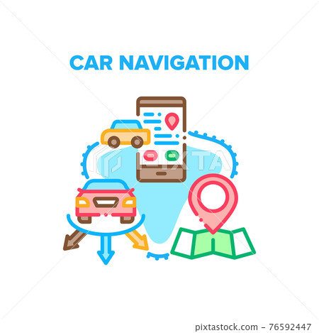 Car Navigation Vector Concept Color Illustration Car Navigation Vector Concept Color Illustration 76592447