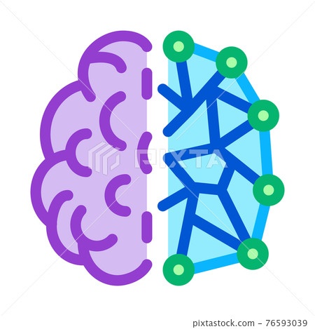 artificial intelligence, ai human and digital brain color icon vector illustration 76593039