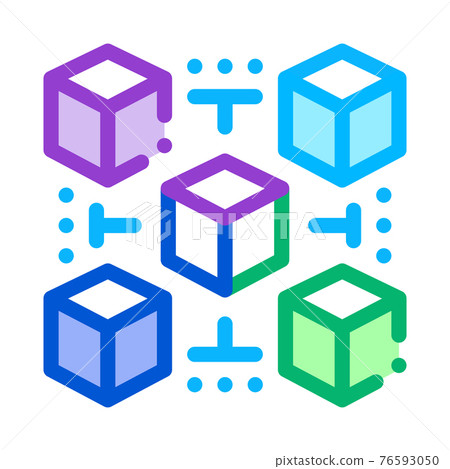 3d machine learning color icon vector illustration 76593050