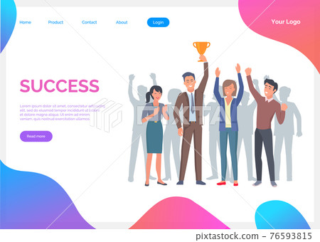 Success banner. Winner vision, reaching the goal, business target. Successful teamwork strategy 76593815