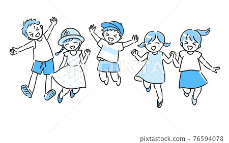 Children jumping with a smile Summer - Stock Illustration [76594078 ...