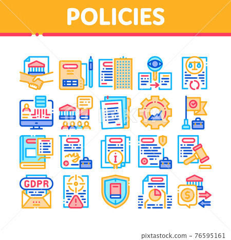 Policies Data Process Collection Icons Set Vector Policies Data Process Collection Icons Set Vector 76595161