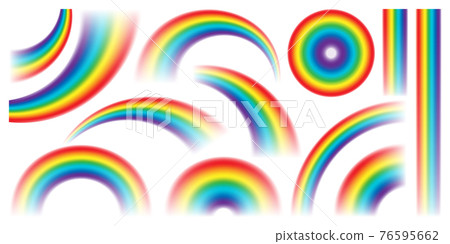 Colorful realistic rainbow collection isolated on white background. Vector illustration. 76595662