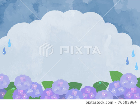Simple hydrangea and cloud copy space: sideways Simple hydrangea and cloud copy space: sideways 76595964
