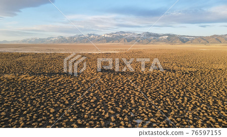 Morning time drone footage view on the desert valley California 76597155