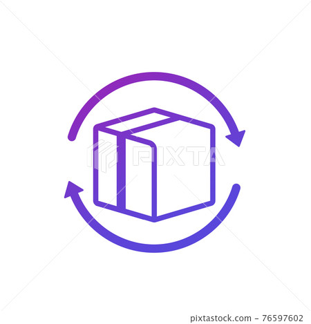 parcel return icon with box on white - Stock Illustration [76597602 ...