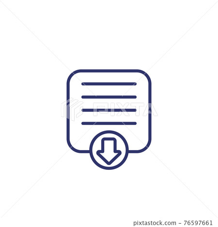document download icon in line style, vector 76597661