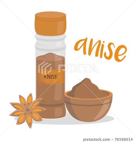 Vector anise illustration isolated in cartoon style. Herbs and Species Series Vector anise illustration isolated in cartoon style. Herbs and Species Series 76598014