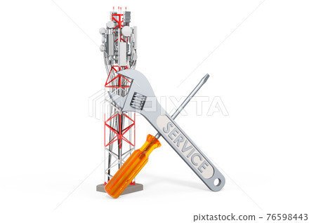 Service and repair of mobile tower. 3D rendering 76598443